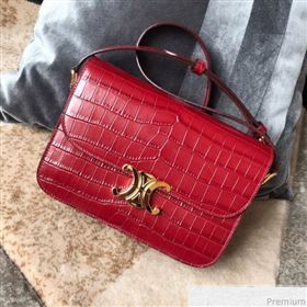 Celine Medium Rriomphe Bag in Crocodile Leather Red 2019 (XID-9040403)