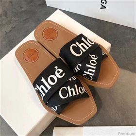 Chloe Logo Band Cross Flat Slide Sandals Black 2019 (EM-9040430)