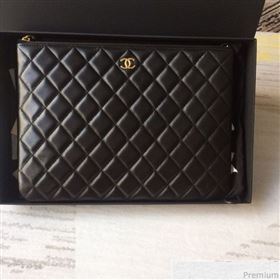 Chanel Quilted Lambskin Clutch Bag Black/Gold 2019 (SSZ-9030546)