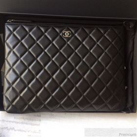 Chanel Quilted Lambskin Clutch Bag Black/Silver 2019 (SSZ-9030547)