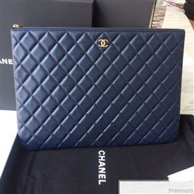 Chanel Grained Leather Clutch Bag 28cm Royal Blue 2019 (SSZ-9030548)