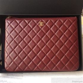 Chanel Grained Leather Clutch Bag 33cm Burgundy 2019 (SSZ-9030551)