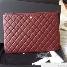 Chanel Grained Leather Clutch Bag 28cm Burgundy 2019 (SSZ-9030550)