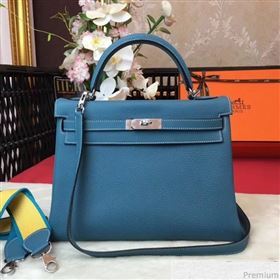 Hermes Kelly 32cm in Original Togo Leather Bag Blue Denim (AMIN-9032749)