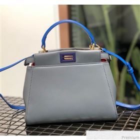 Fendi Lambskin Peekaboo Mini Top Handle Bag Light Grey/Blue 2019 (QLP-9030623)