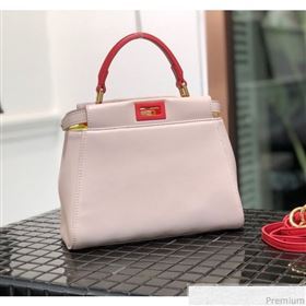 Fendi Lambskin Peekaboo Mini Top Handle Bag Pale Pink/Red 2019 (QLP-9030622)