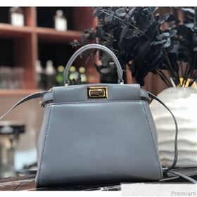 Fendi Lambskin Peekaboo Mini Top Handle Bag Grey 2019 (QLP-9030624)