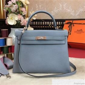 Hermes Kelly 32cm in Original Togo Leather Bag Blue Flax (AMIN-9032750)