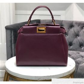 Fendi Lambskin Peekaboo Mini Top Handle Bag Burgundy 2019 (QLP-9030630)