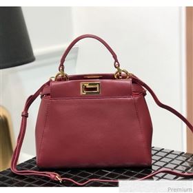 Fendi Lambskin Peekaboo Mini Top Handle Bag Red/Gold 2019 (QLP-9030631)