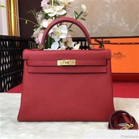 Hermes Kelly 32cm in Original Togo Leather Bag Red (AMIN-9032758)