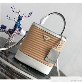 Prada Double Woven Medium Bucket Bag 1BA212 White 2019 (PYZ-9030702)