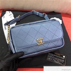 Chanel Metallic Leather Belt Bag/Waist Bag AS0142 Blue 2019 (KN-9041107)