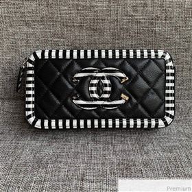 Chanel Vanity Grained Calfskin Clutch with Chain A84450 Black/White 2019 (SSZ-9041111)