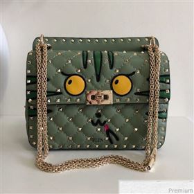 Valentino Monster Face Rockstud Spike Shoulder Bag Light Green/Yellow 2019 (JJ3-9030710)