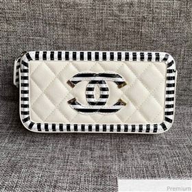 Chanel Vanity Grained Calfskin Clutch with Chain A84450 White/Black 2019 (SSZ-9041112)