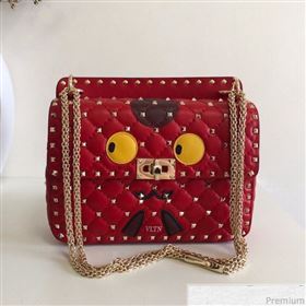 Valentino Monster Face Rockstud Spike Shoulder Bag Red 2019 (JJ3-9030712)