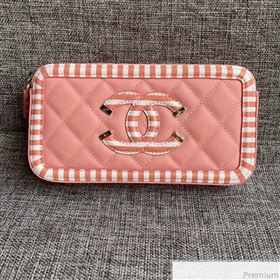 Chanel Vanity Grained Calfskin Clutch with Chain A84450 Light Pink 2019 (SSZ-9041114)