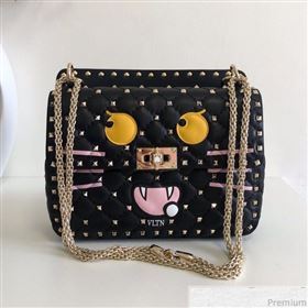 Valentino Monster Face Rockstud Spike Shoulder Bag Black 2019 (JJ3-9030713)