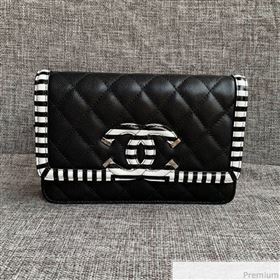 Chanel Vanity Grained Calfskin WOC Wallet on Chain A84451 Black/White 2019 (SSZ-9041115)