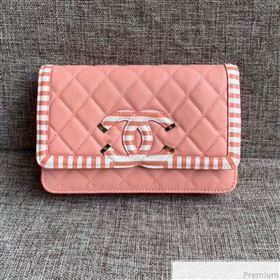 Chanel Vanity Grained Calfskin WOC Wallet on Chain A84451 Light Pink 2019 (SSZ-9041116)