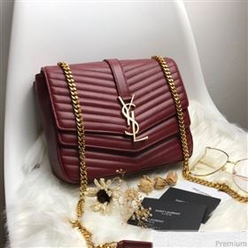 Saint Laurent Sulpice Medium in Matelasse Lambskin 532652 Burgundy 2019 (KTS-9030719)