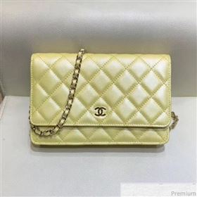 Chanel Iridescent Grained Calfskin Wallet on Chain WOC AP0315 Yellow 2019 (SMJD-9041123)