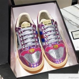 Gucci Screener Metallic Sneaker Silver/Pink 2019 (DLY-9040852)