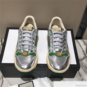 Gucci Screener Metallic Sneaker Silver/Green 2019 (DLY-9040853)