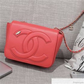 Chanel CC Lambskin Flap Bag AS0321 Red 2019 (FM-9030543)