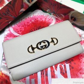 Gucci Zumi Grainy Leather Continental Wallet 573612 White (JM-9041229)