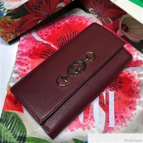 Gucci Zumi Grainy Leather Continental Wallet 573612 Burgundy (JM-9041230)