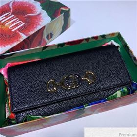 Gucci Zumi Grainy Leather Continental Wallet 573612 Black (JM-9041232)