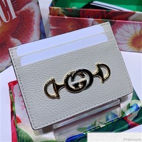 Gucci Zumi Grainy Leather Card Case 570679 White (JM-9041233)