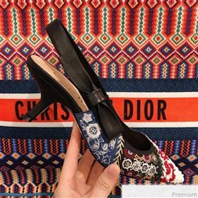Dior Mid-heel Embroidered Slingback Pumps 2019 (KL-9031103)