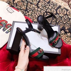 Gucci Web and Horsebit Heel Sandals Black 2019 (KL-9031106)