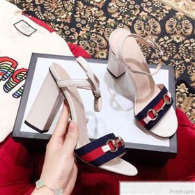 Gucci Web and Horsebit Heel Sandals White 2019 (KL-9031107)