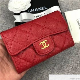 Chanel Quilting Grained Classic Card Holder Red (XGZ-9040862)