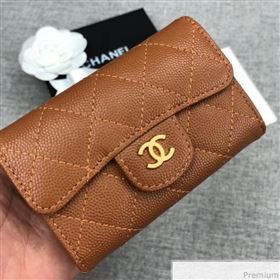 Chanel Quilting Grained Classic Card Holder Brown (XGZ-9040863)