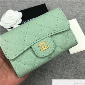 Chanel Quilting Grained Classic Card Holder Light Green (XGZ-9040864)