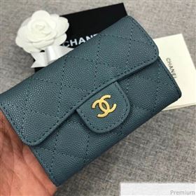 Chanel Quilting Grained Classic Card Holder Blue (XGZ-9040865)
