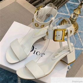 Dior D-Dior Mid-heel Sandals in White Calfskin 2019 (DLY-9041001)