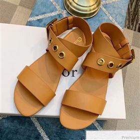Dior D-Dior Flat Sandals in Apricot Calfskin 2019 (DLY-9041003)