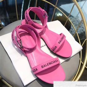 Balenciaga Allover Logo Round Flat Sandal Pink 2019 (DLY-9041005)