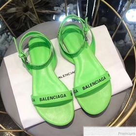 Balenciaga Allover Logo Round Flat Sandal Green 2019 (DLY-9041006)