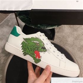 Gucci Ace Sneaker with Wolf Print 553385 White 2019(For Women and Men) (KL-9031124)