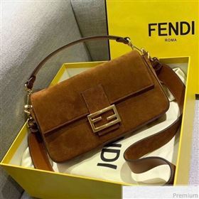 Fendi Medium Baguette Suede Shoulder Bag Brown 2019 (AFEI-9041277)