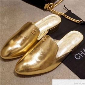 Chanel Flat Mules G34303 Gold 2019 (DLY-9041012)