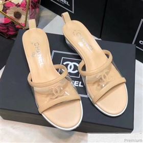 Chanel PVC Heel Mule Sandals G34871 Apricot 2019 (DLY-9041024)