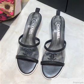 Chanel PVC Heel Mule Sandals G34871 Black 2019 (DLY-9041020)